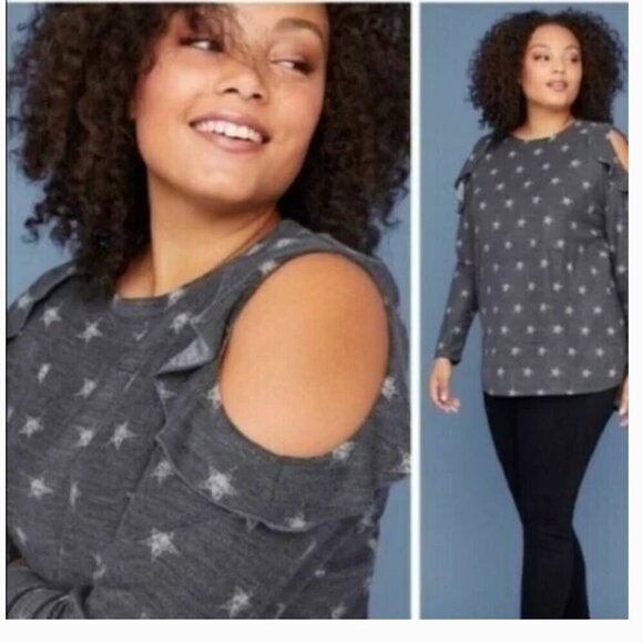 Lane Bryant Long Sleeve Cold Shoulder Top - NWT - Size 14/16 - Picture 1 of 9